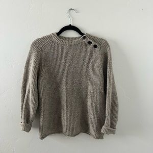 ZARA grey knit sweater with shoulder button detail